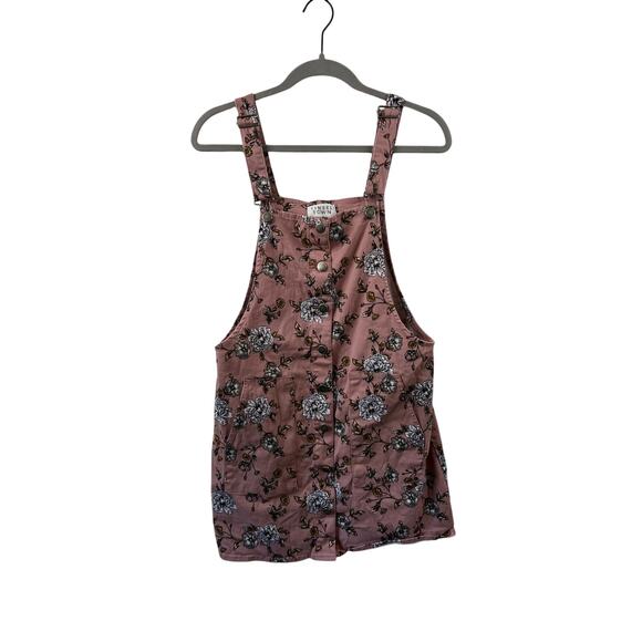 Tinsel Town Pink Floral Overall Dress Size Large - Picture 1 of 4